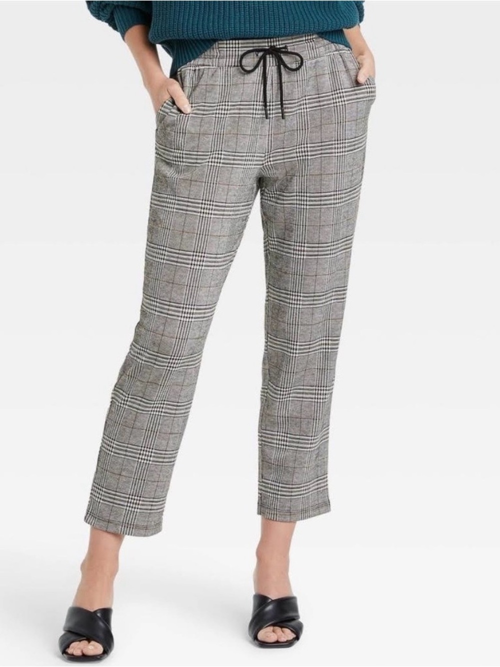 A New Day Plaid Pull On Ankle Pants Size M